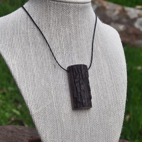 Reversible chunky block wood pendant