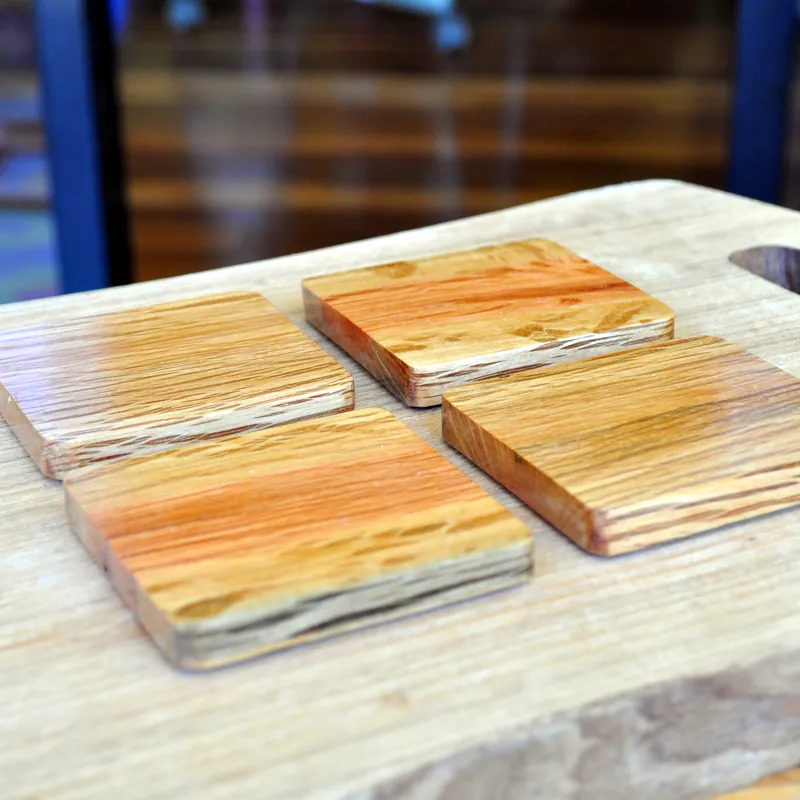 Set of four forest oak coasters